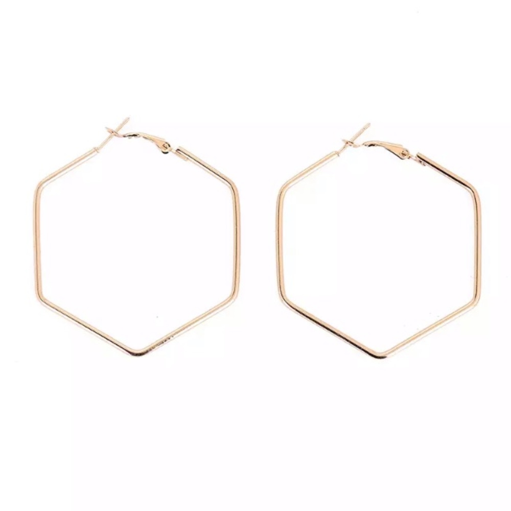 NEW!๐๐ROSE!๐๐GOLDEN! HEXAGON HOOPS!๐๐MODERN! - Picture 1 of 7
